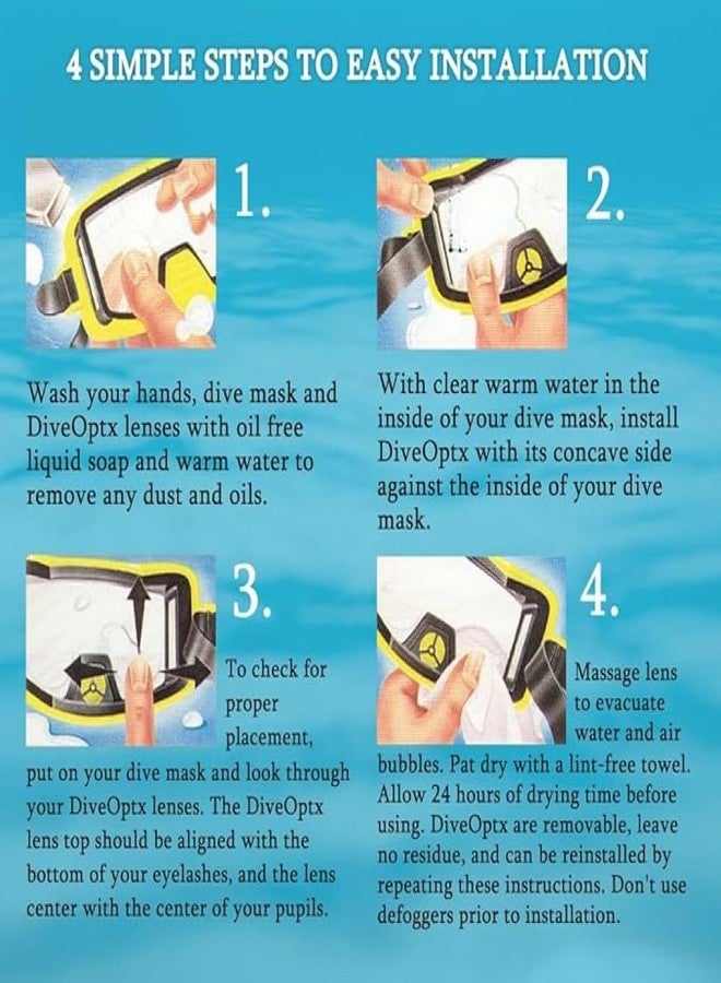 Calabria Hydrotac Dive OPTX 20/20 Stick On Bifocal Lenses +1.25 Scuba Mask Magnifying BiFocal Stickers Diving Swim Goggles - Image 2